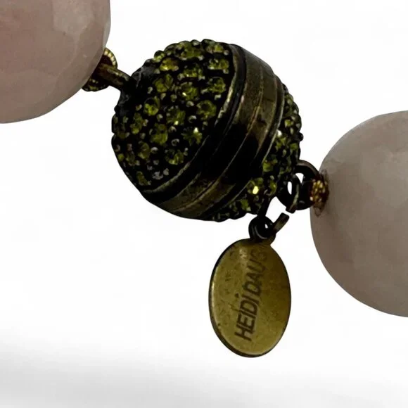 Heidi Daus Beaded Necklace Rose Quartz Swarovski Crystals Multicolored As IS 18" - Picture 4 of 12